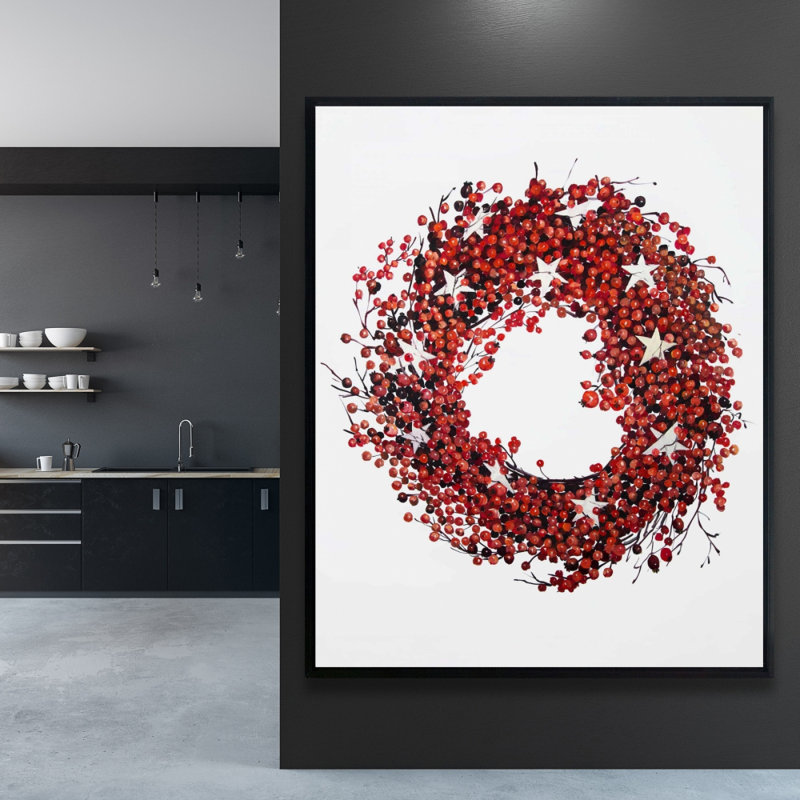 Red Berry Wreath Print On Canvas