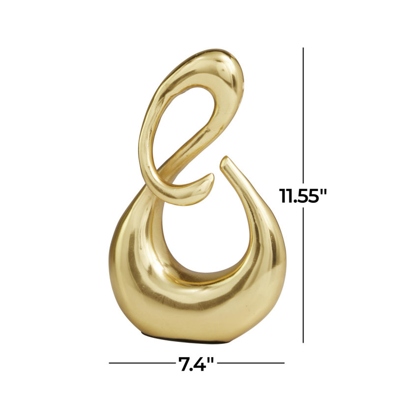 Layleen Abstract Sculpture, H 11,55 po x l 7,4 po x P 2,9 po, Or