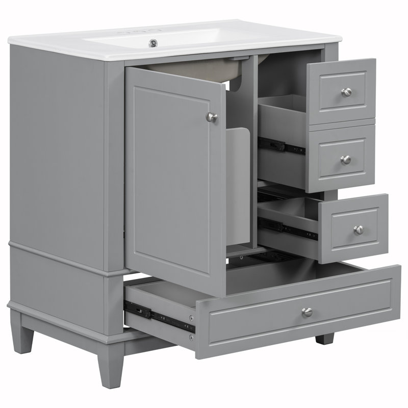 Meuble-lavabo 30 po avec lavabo, Gris, Argent argent