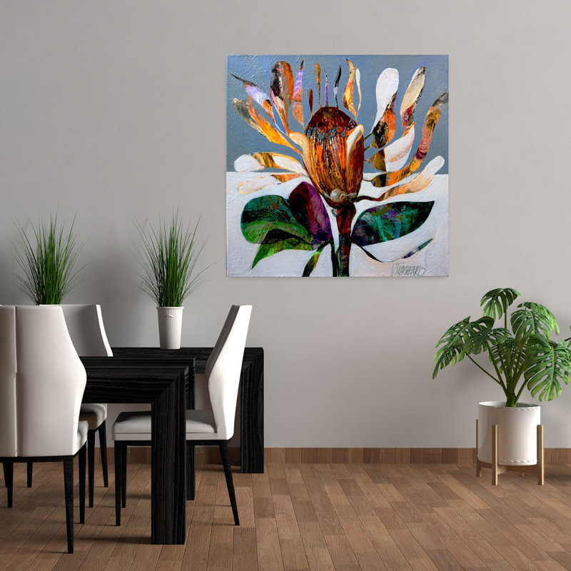 Art floral contemporain, H 36 po x l 36 po