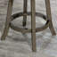 Tabouret pivotant à dossier en X de 24 po de hauteur comptoir, finition gris patiné, siège en tissu gris anthracite-519815664-519815667