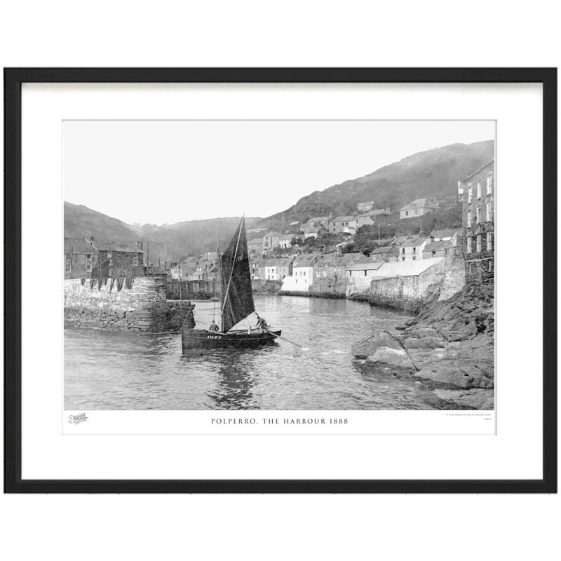 Polperro, The Harbour 1888 - Single Picture Frame Print, 40cm H x 50cm W x 2.3cm D