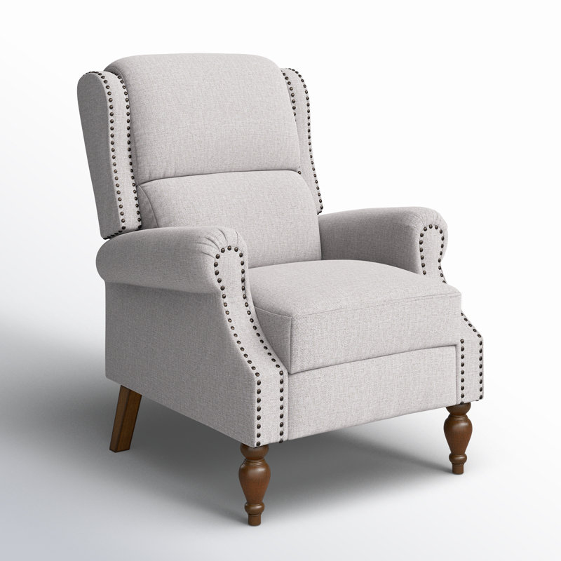 Ariany Manual Recliner with Nailheads, Oatmeal