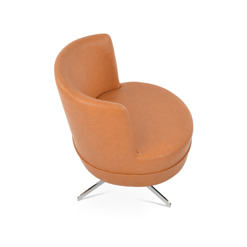 Hilton 4 Star Swivel Lounge Chair, Caramel Faux Leather