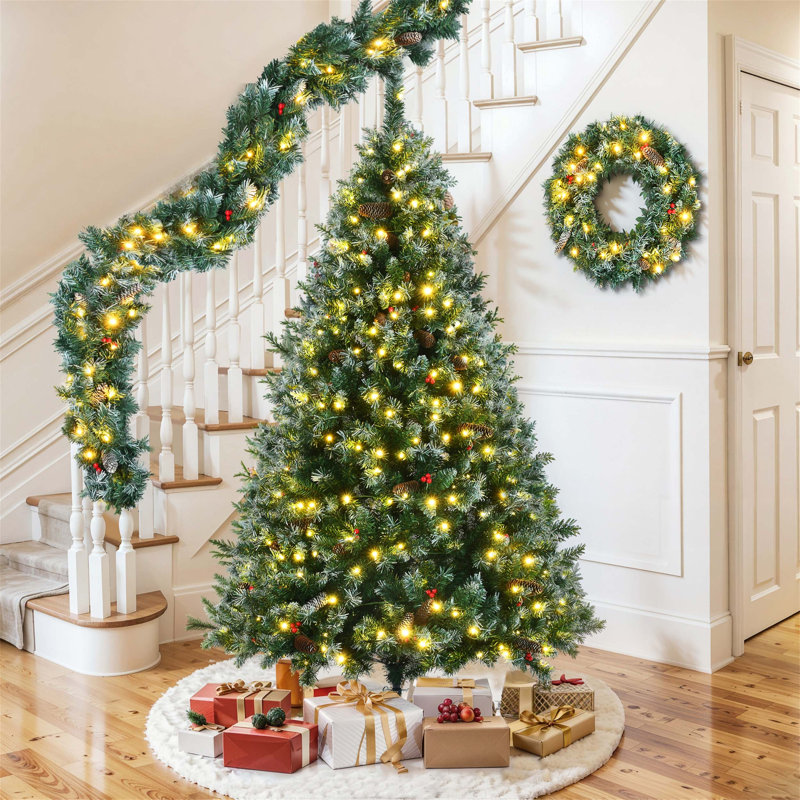 Arbre de Noël artificiel régulier (double) avec aiguilles vertes
