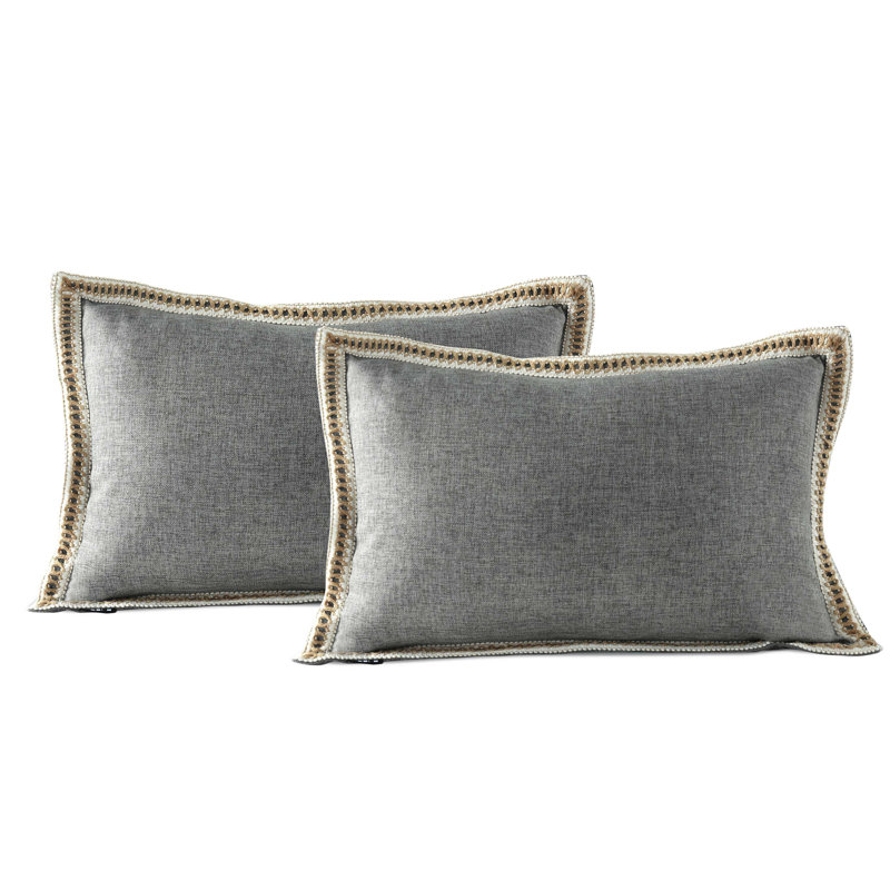 Housse de coussin de couleur, Gris, Rectangle H 16 po x l 24 po