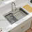 33'' L x 22'' W Drop-in Stainless Steel Kitchen Sink, Single Bowl Kitchen Sink with Sink Grid, Strainer and Roll-up Rack