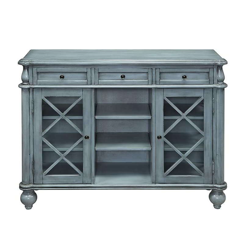 Breanne 48" Wood 3-Drawer 2-Door Gray Bookcase
