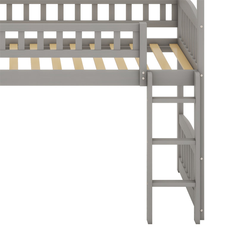 Lit mezzanine avec glissade, lit maison avec glissade, Gris