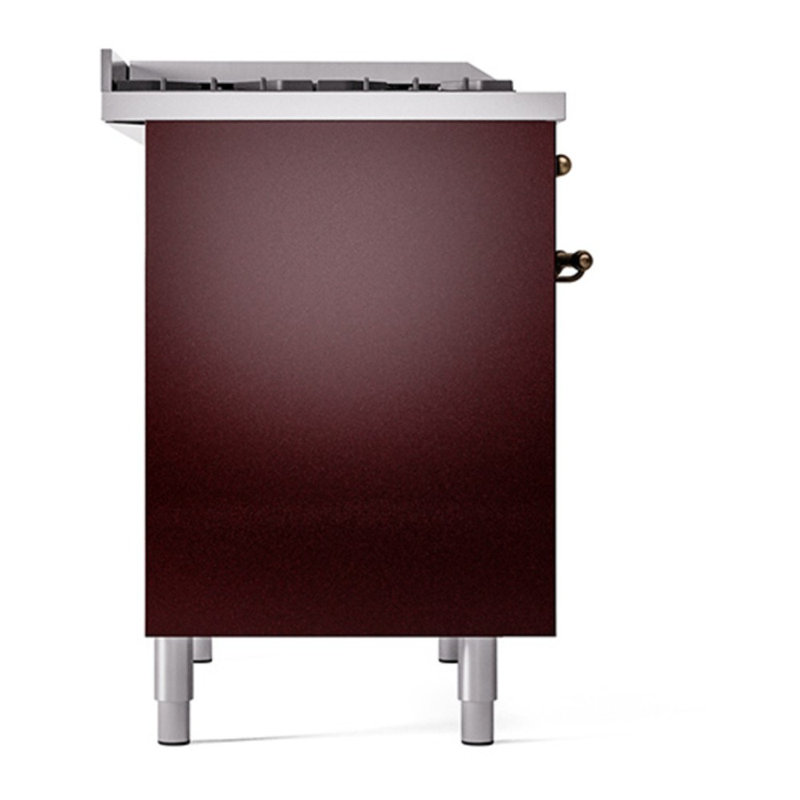 ILVE Nostalgie II 40 in Dual Fuel Range, Burgundy/Bronze, Natural Gas