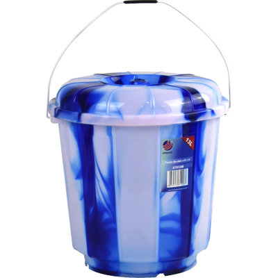 Tie-Dye Plastic Storage Bucket with Lid and Metal Handle