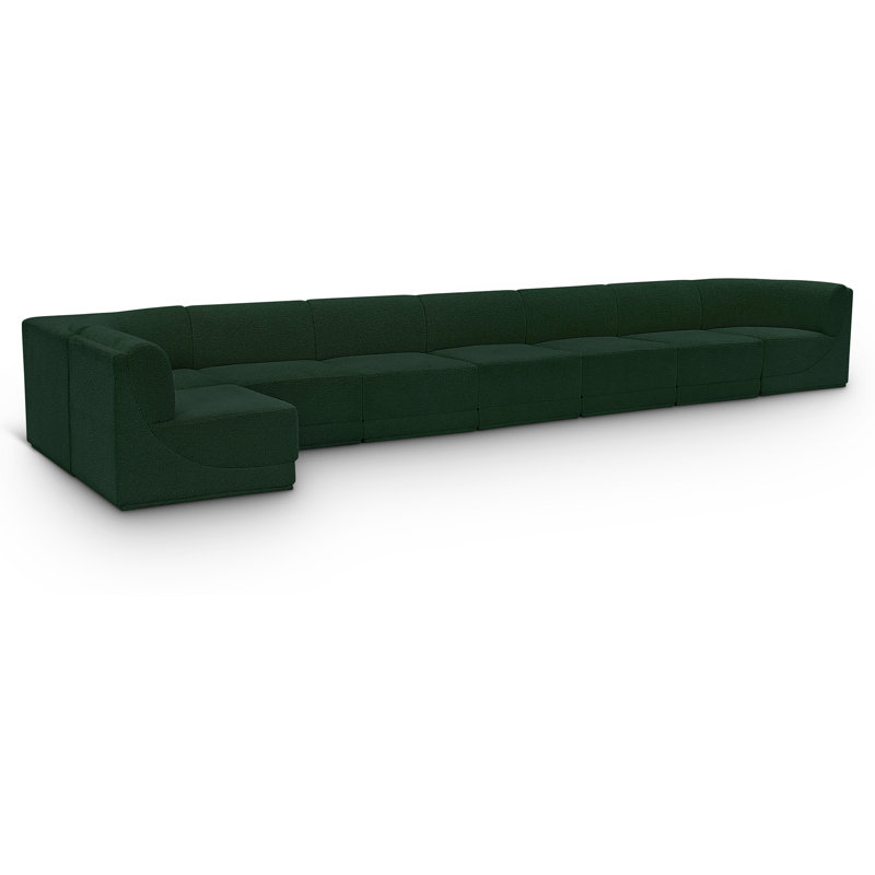 Canapé modulaire rembourré 8 pièces Ollie, Tissu bouclé vert