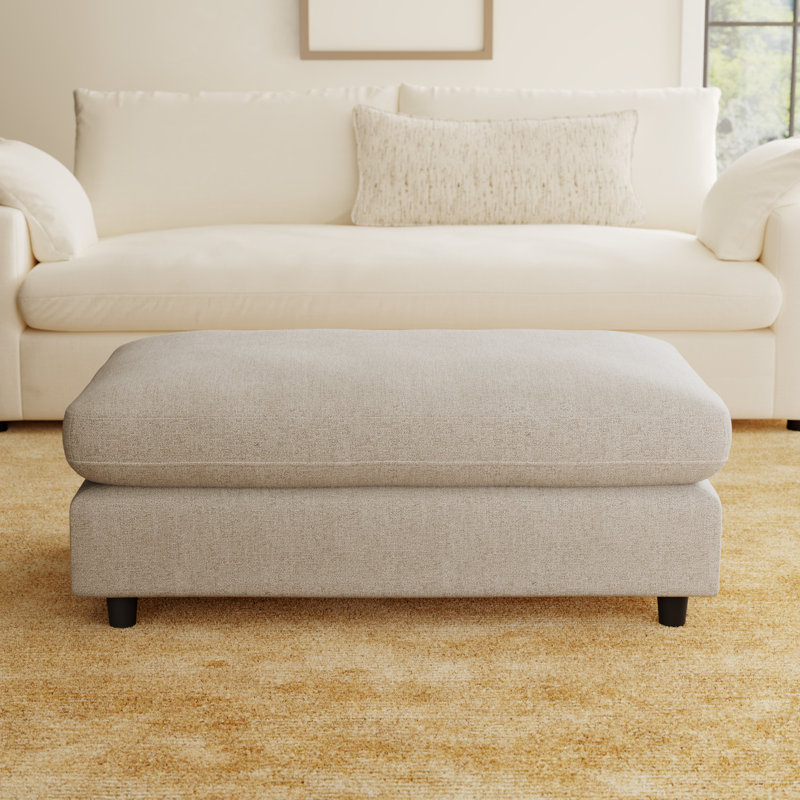 Fleetwood 45" Rectangle Upholstered Ottoman, Nathan Wheat Tweed