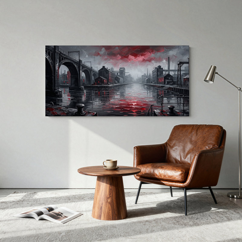 Ensemble de 1 tableau sur toile rouge foncé, L 32 po x H 16 po, Wrapped Canvas