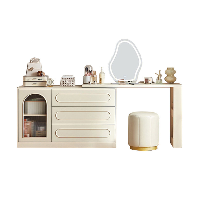 Coiffeuse avec miroir lumineux, 3 tiroirs, 1 chaise