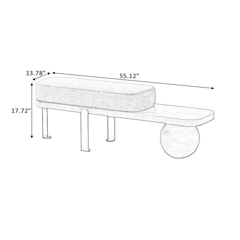 Banc rembourré en bois massif blanc, Noir, Blanc