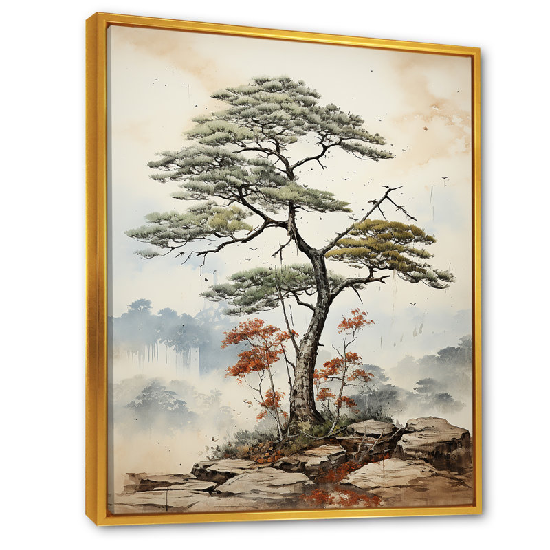 Forest Redwood Tree Charm III, reproduction d'art sur toile, Cadre flottant doré, H 44 po x l 34 po x P 1,5 po