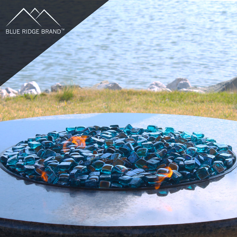 Aqua Blue Reflective Glass Cubes for Fire Pits, 10 Pound