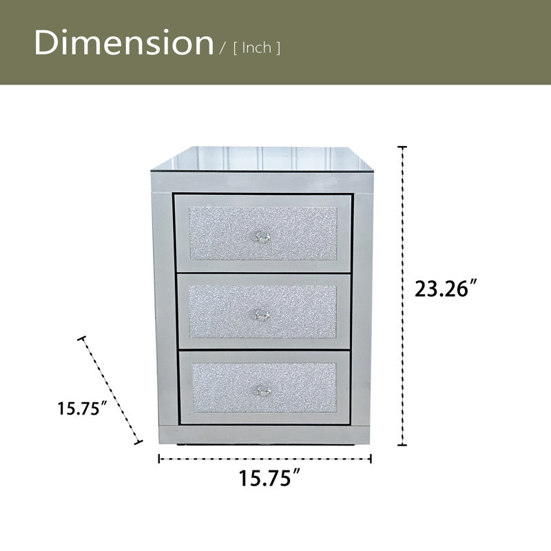 Table de chevet avec miroir 3 tiroirs