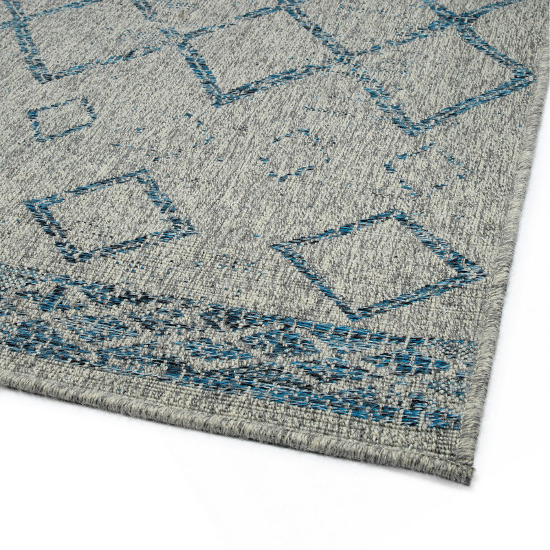Tapis rectangulaire moderne, transitionnel, géométrique, du sud-ouest, texturé, découpé et bouclé