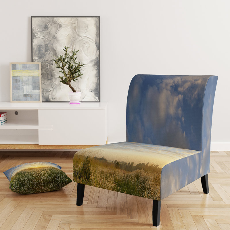 Brechta Vibrant Curve Design II - Velvet Upholstered Modern Slipper Chair, Green/Yellow