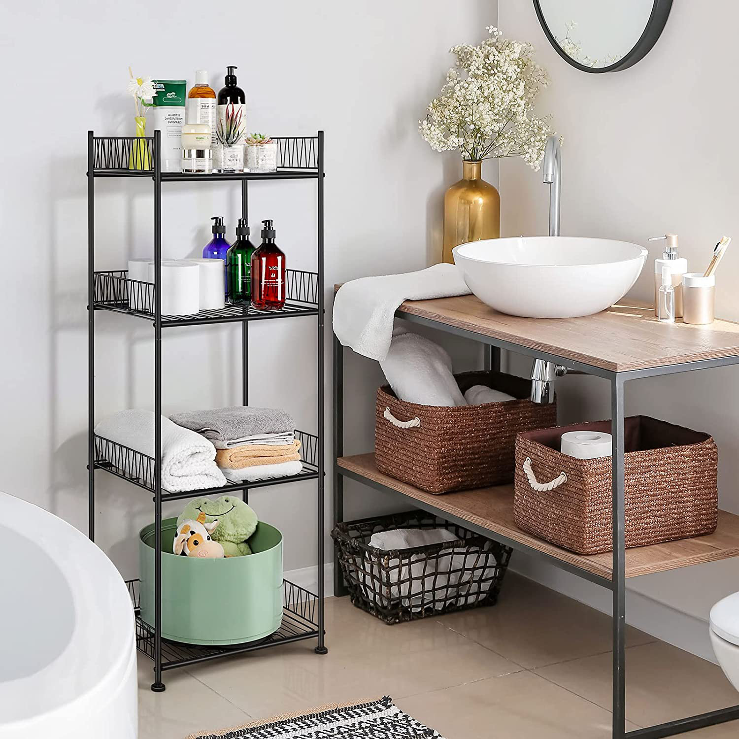Mainstays 1 Shelf Freestanding over-the-Sink Bathroom Metal Shelf