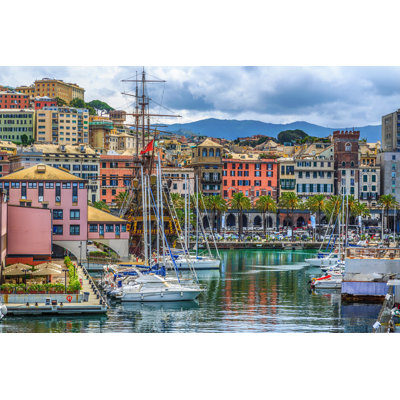 Genoa Port Sea View With Yachts by Garsya - Wrapped Canvas Print