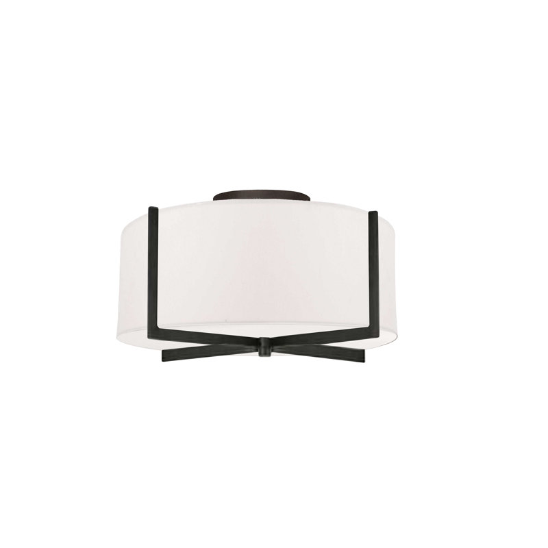 Cadwell 3 Light Semi-Flush Mount, White, Matte Black