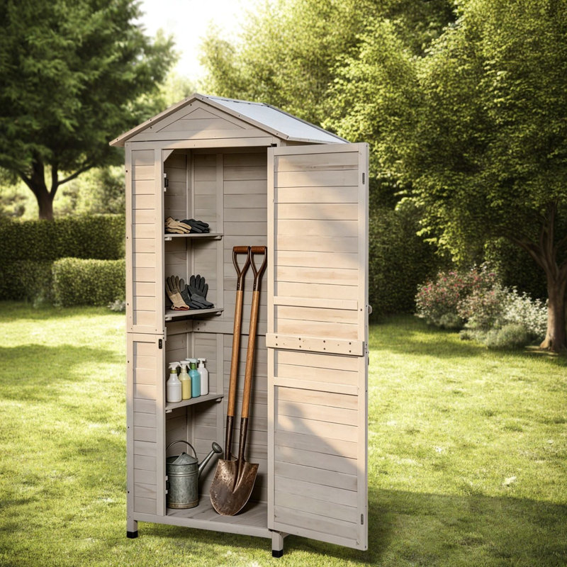 Spacieuse remise de rangement, armoire moderne en bois gris clair pour la maison de jardin