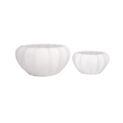 Stoneware Pot Set Of Two White