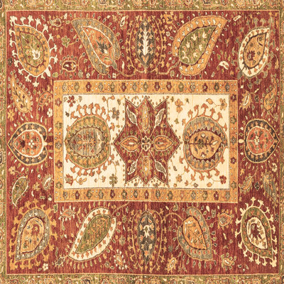 Tapis carré brun en laine et polyester tissé à la machine à motif abstrait Janot 8 pi x 8 pi Janot