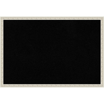 Bethany Silver Wood Framed Corkboard, Black Cork Bulletin Board, Organization Board, Pin Board