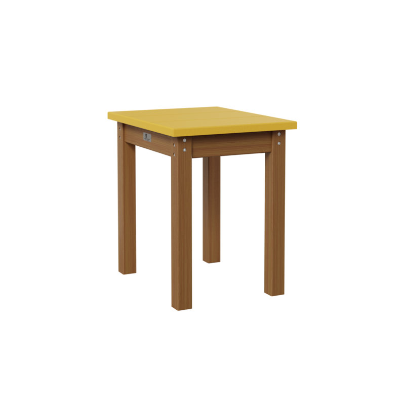 Outdoor Rectangle Side Table, Sunburst Yellow, Natural Teak