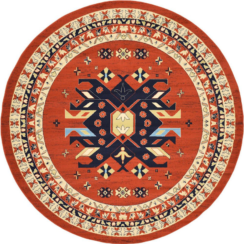 Adonnis Southwestern Indoor Rug, Round 8'