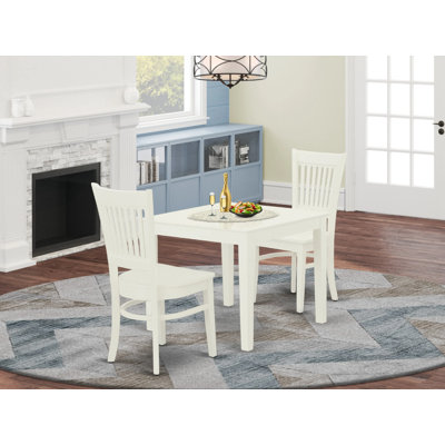 3 Piece Dining Set Contains a Square Dining Room Table and 2 Kitchen Chairs, Linen White