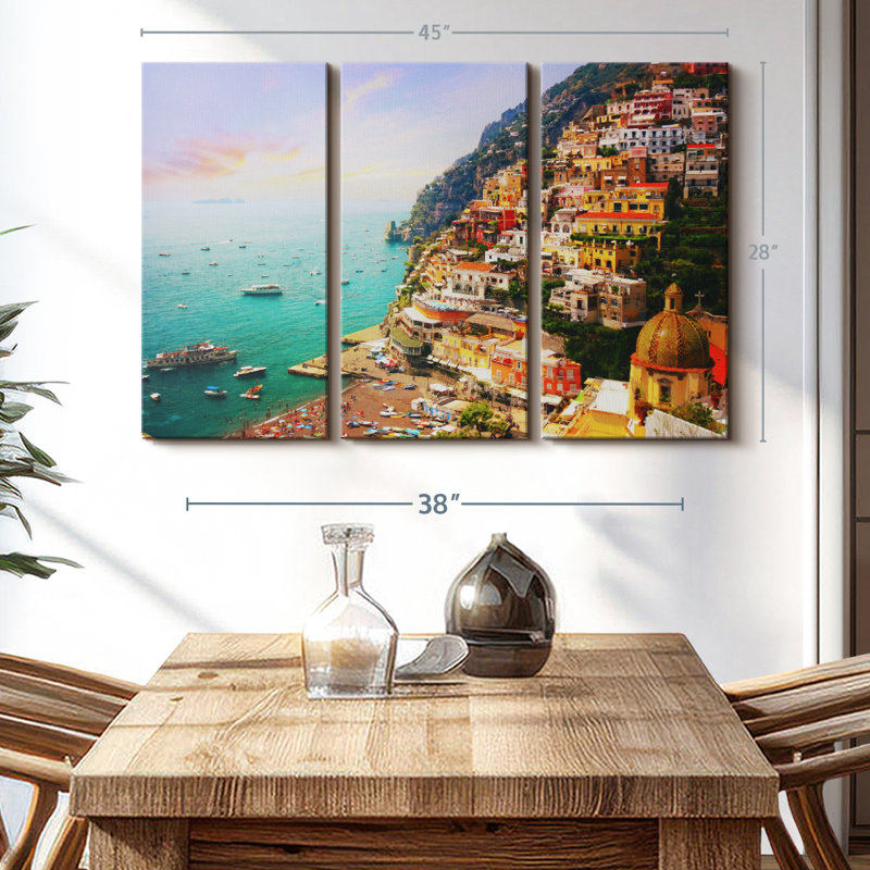 «Bustling Village Of Positano» sur, H 28 po x l 45 po