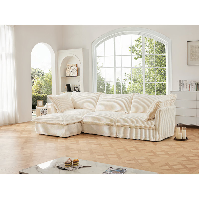 Canapé modulaire surdimensionné confortable avec repose-pieds convertible et coussins moelleux pour le salon