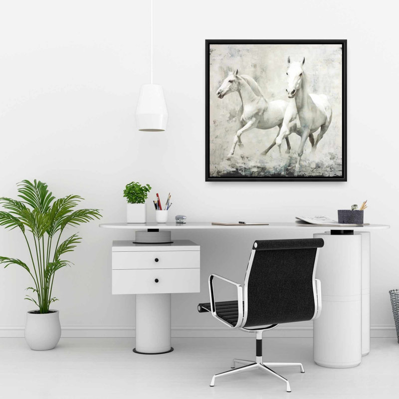 " Two White Horse Running "