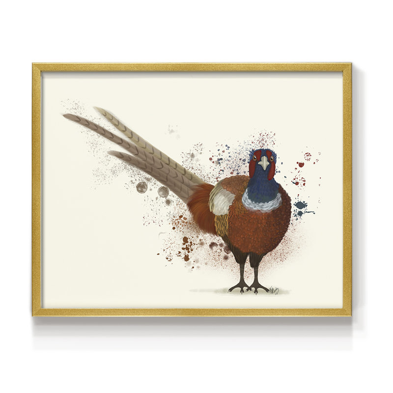 Pheasant Splash 7 - Reproduction encadrée - Restickable, H 11 po x l 14 po, Doré