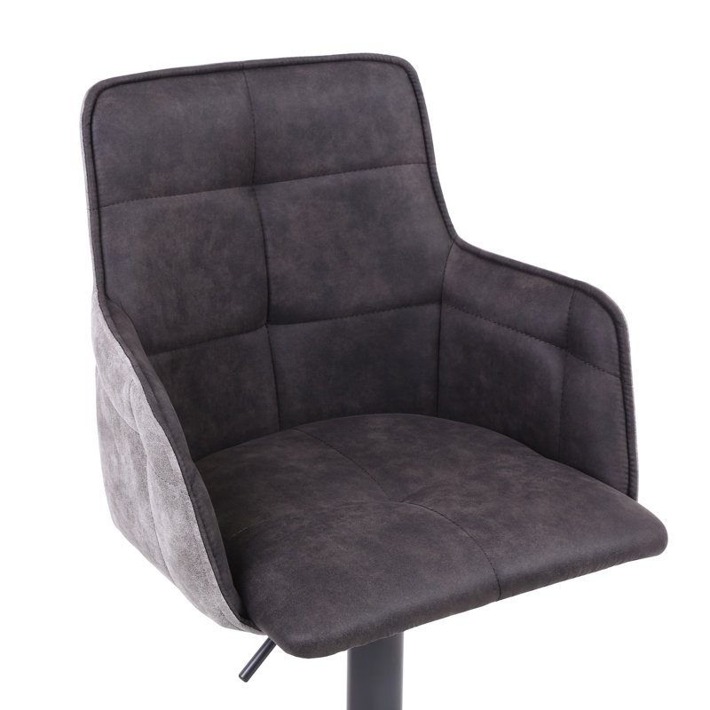 Anton Swivel Upholstered Adjustable Height Bar Stool, Dark Grey