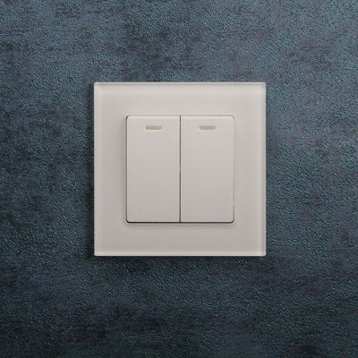 Crystal PG 2 Gang Rocker Light Switch White