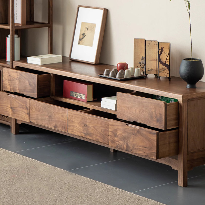 Meuble télé en bois de noyer de style chinois, 78.74"