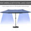 Parasol de patio rectangulaire de 15 pi, structure portative bleu foncé, manivelle facile, double face pour la cour arrière, auvent près de la piscine, piscine, cour arrière
