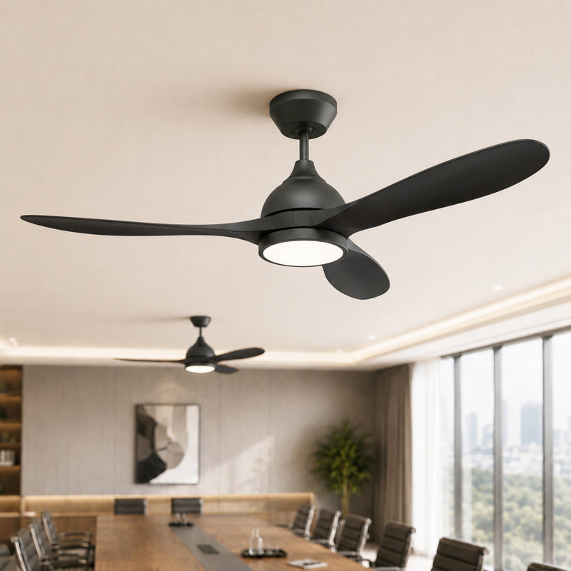 Ensemble de 2 ventilateurs de plafond de 52 po avec lumière pour le salon, la salle à manger et la chambre à coucher, Noir