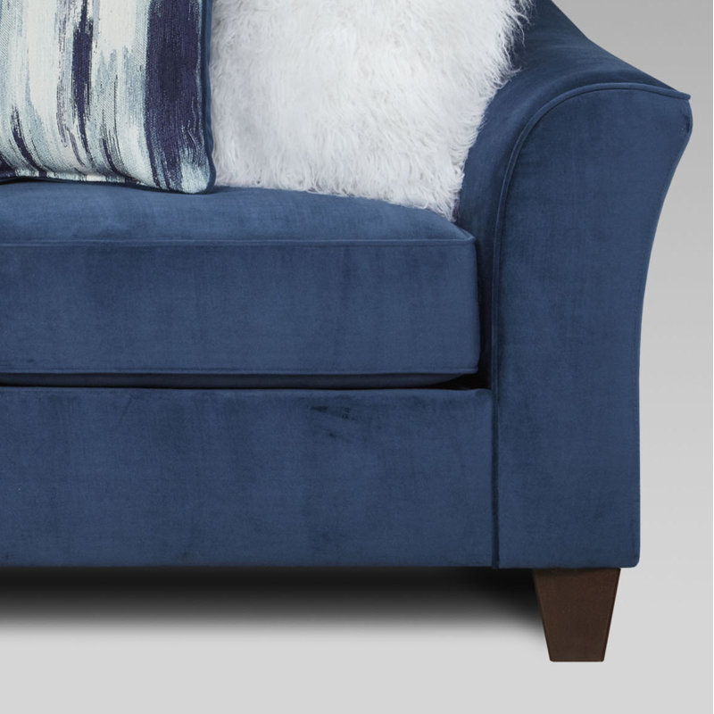 Rabelais Flared Arm Sofa, Blue, 39" H x 68" W x 38" D