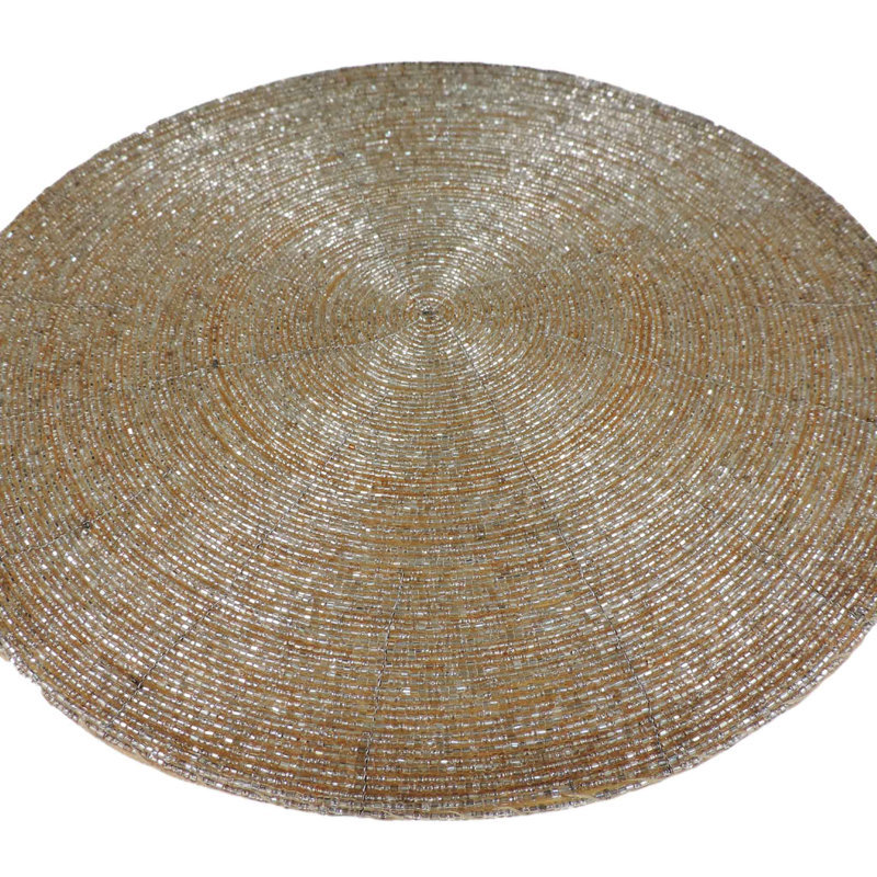 Glass Beads Embroidered Round Placemat
