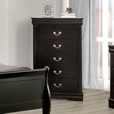 Dark Cherry Finish Chest 1Pc English Dovetail Drawers Dust Proof Case Bracket Legs Hanging Drawers Pull Transitional Bedroom Furniture