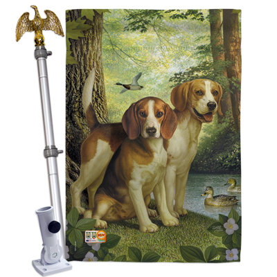 Les beagles et le canard sont en bois 2 faces 40 x 28 po Ensemble de drapeaux