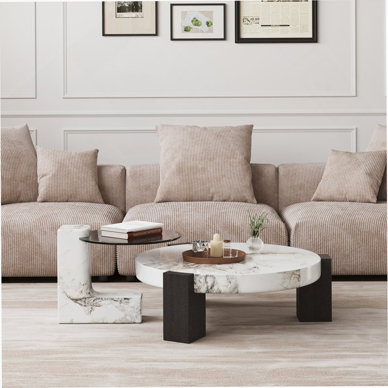 Table basse blanche avec table d'appoint blanche