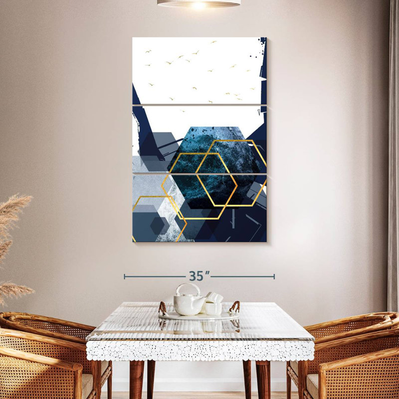 Avery Hexagon Landscape Gold II, 50" H x 32" W